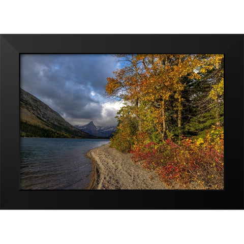 Cosley Lake in autumn-Glacier National Park-Montana-USA Black Modern Wood Framed Art Print by Haney, Chuck