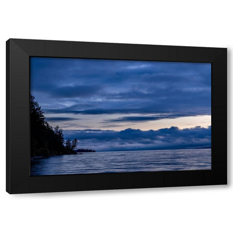 Dawn over Flathead Lake from Westside State Park near Rollins-Montana-USA Black Modern Wood Framed Art Print with Double Matting by Haney, Chuck