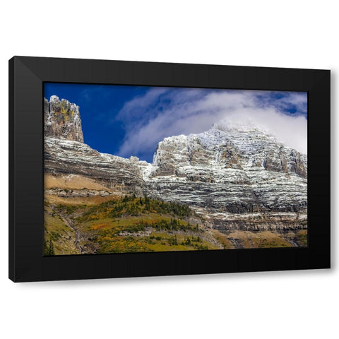 The Garden Wall with seasons first snow in Glacier National Park-Montana-USA Black Modern Wood Framed Art Print with Double Matting by Haney, Chuck