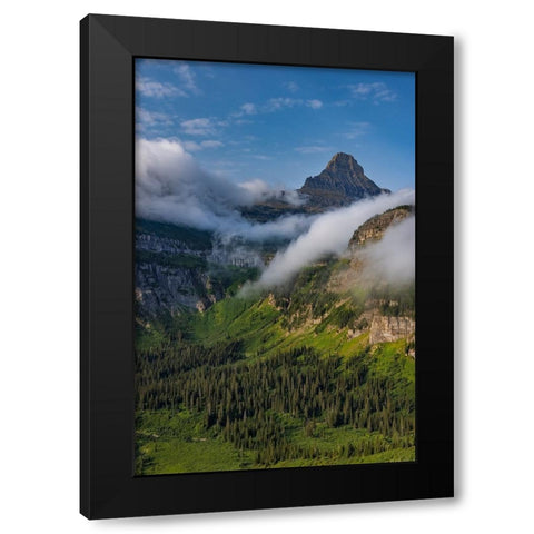 Rolling fog clouds with Reynolds Mountains at Logan Pass in Glacier National Park-USA Black Modern Wood Framed Art Print by Haney, Chuck