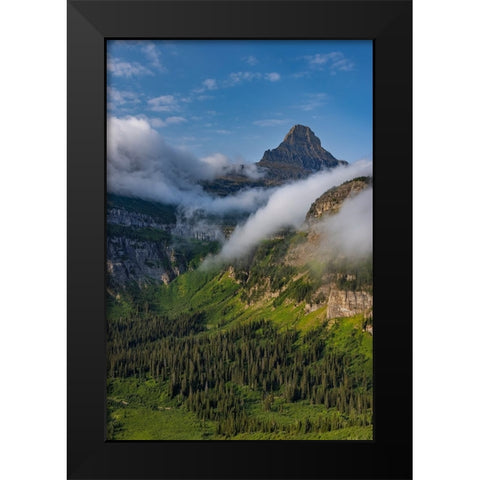 Rolling fog clouds with Reynolds Mountains at Logan Pass in Glacier National Park-USA Black Modern Wood Framed Art Print by Haney, Chuck