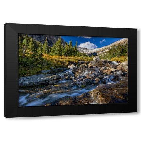 Lunch Creek with Pollock Mountain in Glacier National Park-Montana-USA Black Modern Wood Framed Art Print with Double Matting by Haney, Chuck