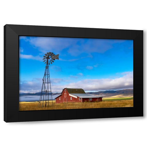 Old barn after clearing storm in the Mission Valley-Montana-USA Black Modern Wood Framed Art Print with Double Matting by Haney, Chuck