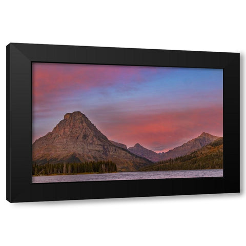 Sunrise on Two Medicine Lake in Glacier National Park-Montana-USA Black Modern Wood Framed Art Print with Double Matting by Haney, Chuck