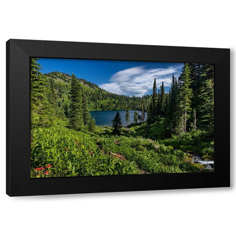 Wildcat Lake in the Jewel Basin Hiking Area of Flathead National Forest-Montana-USA Black Modern Wood Framed Art Print by Haney, Chuck