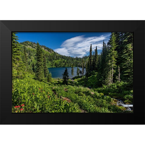 Wildcat Lake in the Jewel Basin Hiking Area of Flathead National Forest-Montana-USA Black Modern Wood Framed Art Print by Haney, Chuck