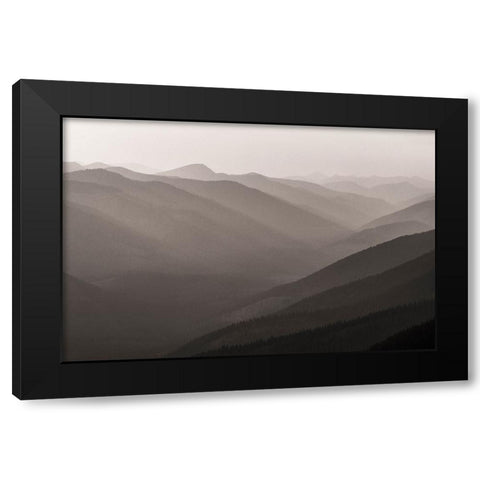 Wildfire smoke and clouds mixing-Upper Whitefish Valley Stillwater State Forest near Whitefish Black Modern Wood Framed Art Print with Double Matting by Haney, Chuck