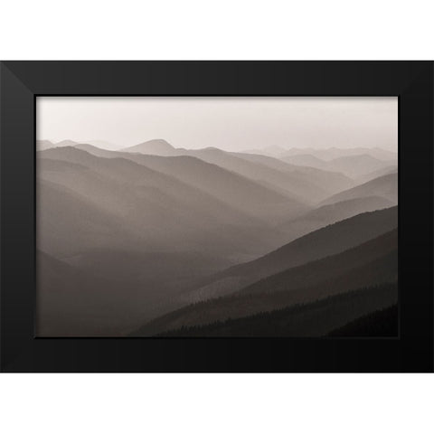 Wildfire smoke and clouds mixing-Upper Whitefish Valley Stillwater State Forest near Whitefish Black Modern Wood Framed Art Print by Haney, Chuck