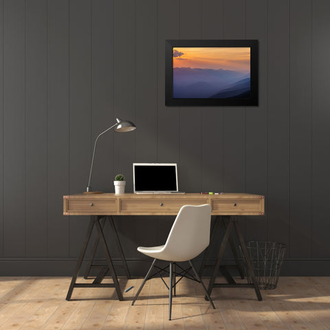 Wildfire smoke and clouds mixing-Upper Whitefish Valley Stillwater State Forest near Whitefish Black Modern Wood Framed Art Print by Haney, Chuck