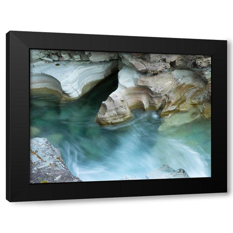 Montana- Glacier National Park. McDonald Creek- flowing through sculpted gorge Black Modern Wood Framed Art Print with Double Matting by Wild, Jamie and Judy