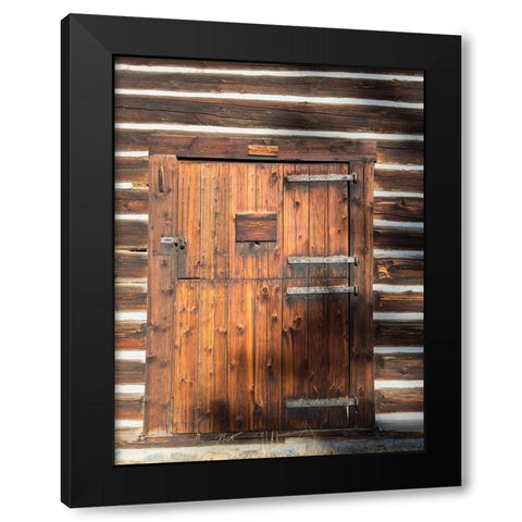 Montana- Glacier National Park. Lubec Barn (1926)- Door close-up Black Modern Wood Framed Art Print with Double Matting by Wild, Jamie and Judy