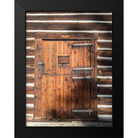 Montana- Glacier National Park. Lubec Barn (1926)- Door close-up Black Modern Wood Framed Art Print by Wild, Jamie and Judy