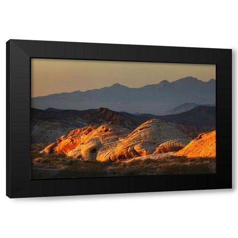 Last light on red sandstone or Aztec Sandstone-Valley of Fire-Nevada Black Modern Wood Framed Art Print by Jones, Adam