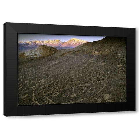 Nevada  Sierra Nevada, Great Basin, Petroglyphs Black Modern Wood Framed Art Print with Double Matting by Flaherty, Dennis