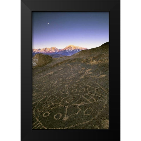 Nevada  Sierra Nevada, Great Basin, Petroglyphs Black Modern Wood Framed Art Print by Flaherty, Dennis