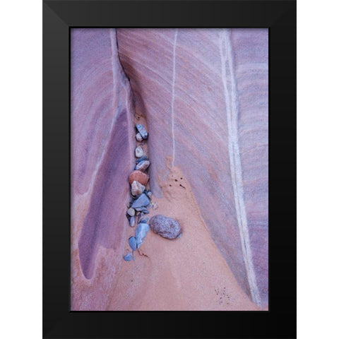 Nevada, Valley of Fire SP Eroded rock Black Modern Wood Framed Art Print by Delisle, Gilles