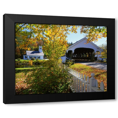 NH, Stark Stark Bridge and Church by the river Black Modern Wood Framed Art Print by Terrill, Steve