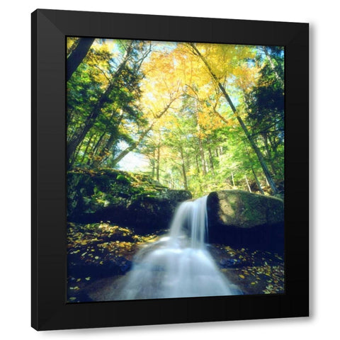 New Hampshire, A waterfall in the White Mountains Black Modern Wood Framed Art Print with Double Matting by Talbot Frank, Christopher