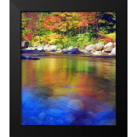NH, Autumn colors reflecting in the Swift River Black Modern Wood Framed Art Print by Talbot Frank, Christopher
