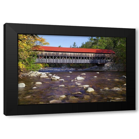 NH, White Mts Albany Covered Bridge Black Modern Wood Framed Art Print with Double Matting by Flaherty, Dennis