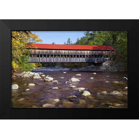 NH, White Mts Albany Covered Bridge Black Modern Wood Framed Art Print by Flaherty, Dennis