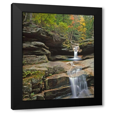 New Hampshire, White Mountains NF Sabbady Falls Black Modern Wood Framed Art Print with Double Matting by Terrill, Steve