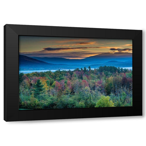 Painterly fall landscape with fog and fall foliage-Sugar Hill-White Mountains-Franconia Black Modern Wood Framed Art Print by Garber, Howie