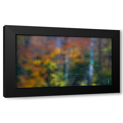 USA-New Hampshire-Sugar Hill looking through windshield on rainy day with Hardwood trees in Autumn  Black Modern Wood Framed Art Print with Double Matting by Gulin, Sylvia