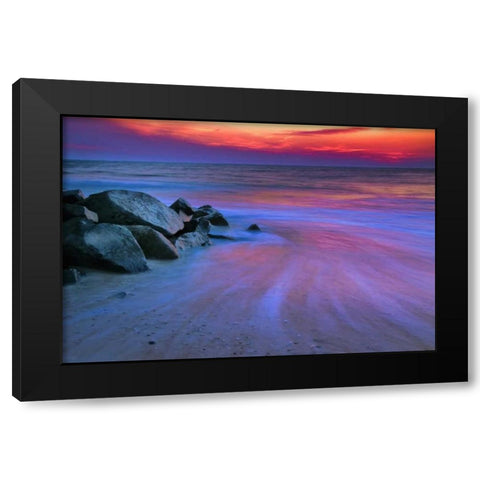 USA, New Jersey, Cape May Sunset on Delaware Bay Black Modern Wood Framed Art Print by OBrien, Jay