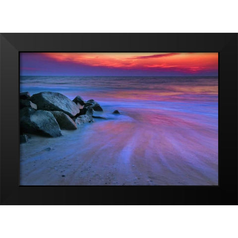 USA, New Jersey, Cape May Sunset on Delaware Bay Black Modern Wood Framed Art Print by OBrien, Jay