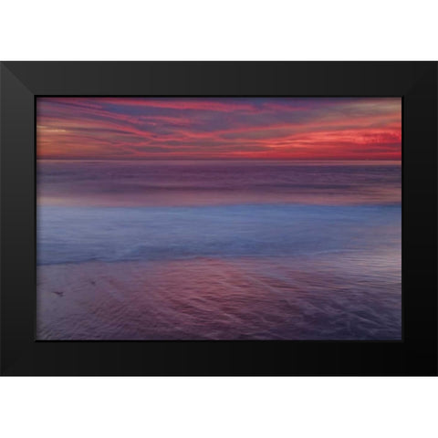 New Jersey, Cape May Sunrise on ocean shore Black Modern Wood Framed Art Print by OBrien, Jay