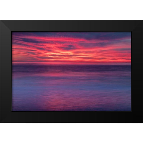 New Jersey, Cape May Sunrise on ocean shore Black Modern Wood Framed Art Print by OBrien, Jay
