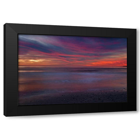 New Jersey, Cape May Sunrise on ocean shore Black Modern Wood Framed Art Print by OBrien, Jay