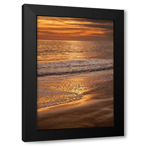 New Jersey, Cape May Sunset on the beach Black Modern Wood Framed Art Print with Double Matting by OBrien, Jay