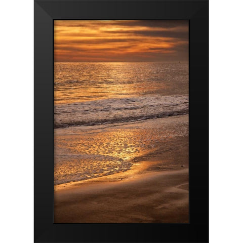 New Jersey, Cape May Sunset on the beach Black Modern Wood Framed Art Print by OBrien, Jay