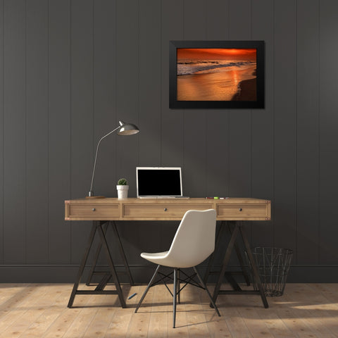 New Jersey, Cape May Sunset on the beach Black Modern Wood Framed Art Print by OBrien, Jay