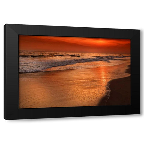 New Jersey, Cape May Sunset on the beach Black Modern Wood Framed Art Print by OBrien, Jay
