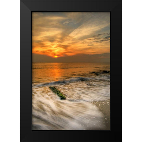 New Jersey, Cape May Scenic on Cape May Beach Black Modern Wood Framed Art Print by OBrien, Jay