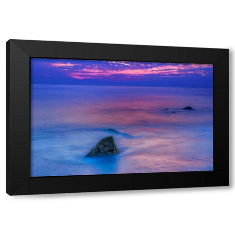 New Jersey, Cape May Scenic on Cape May Beach Black Modern Wood Framed Art Print by OBrien, Jay
