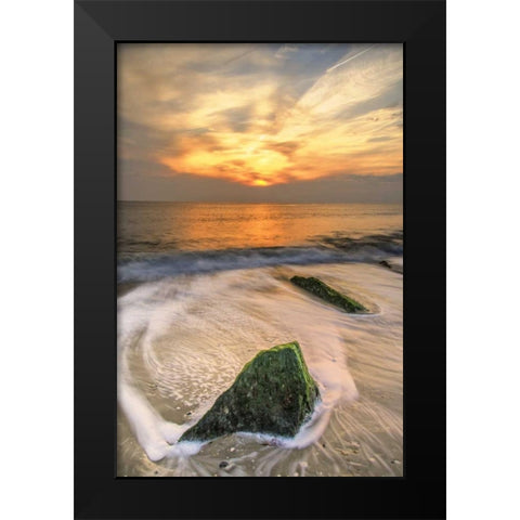 New Jersey, Cape May Scenic on Cape May Beach Black Modern Wood Framed Art Print by OBrien, Jay