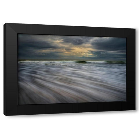 New Jersey-Cape May National Seashore Ocean waves on beach at sunset  Black Modern Wood Framed Art Print with Double Matting by Jaynes Gallery