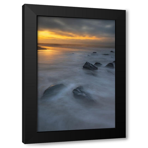 USA-New Jersey-Cape May National Seashore Sunrise on rocky shoreline Black Modern Wood Framed Art Print with Double Matting by Jaynes Gallery