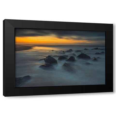 USA-New Jersey-Cape May National Seashore Sunrise on rocky shoreline Black Modern Wood Framed Art Print by Jaynes Gallery