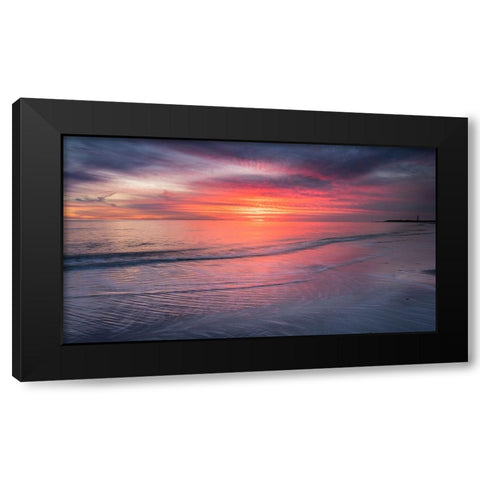 USA-New Jersey-Cape May National Seashore Sunset on ocean shore Black Modern Wood Framed Art Print by Jaynes Gallery