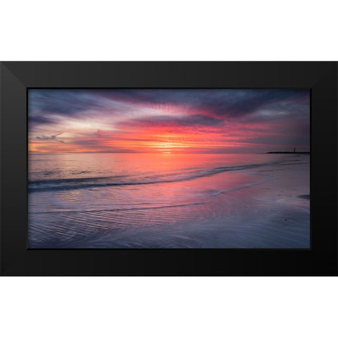 USA-New Jersey-Cape May National Seashore Sunset on ocean shore Black Modern Wood Framed Art Print by Jaynes Gallery