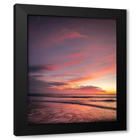 USA-New Jersey-Cape May National Seashore Sunset on ocean shore Black Modern Wood Framed Art Print by Jaynes Gallery