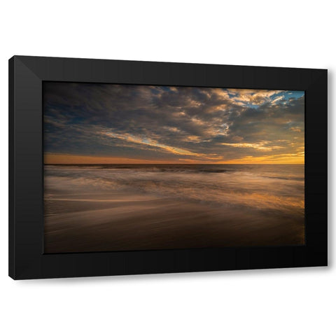 USA-New Jersey-Cape May National Seashore Sunset on ocean shore Black Modern Wood Framed Art Print by Jaynes Gallery