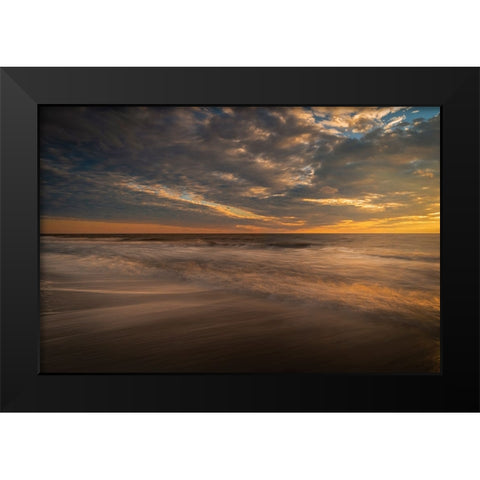 USA-New Jersey-Cape May National Seashore Sunset on ocean shore Black Modern Wood Framed Art Print by Jaynes Gallery
