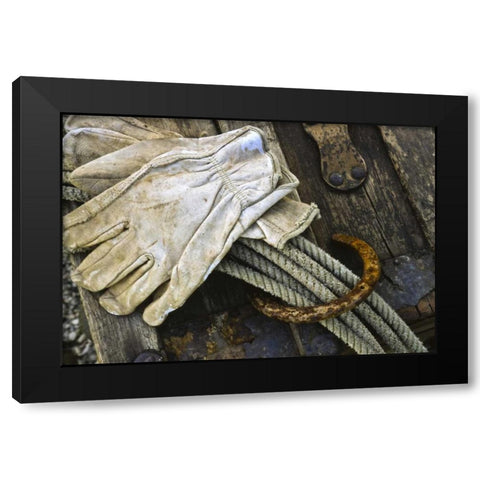 New Mexico, Santa Fe Close-up of cowboy gear Black Modern Wood Framed Art Print with Double Matting by OBrien, Jay
