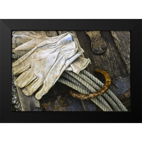New Mexico, Santa Fe Close-up of cowboy gear Black Modern Wood Framed Art Print by OBrien, Jay